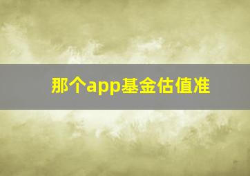 那个app基金估值准