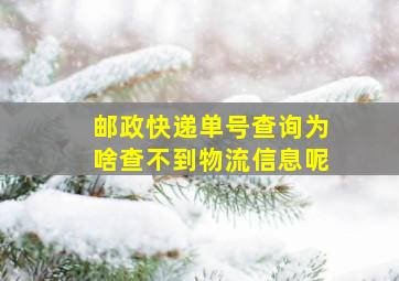 邮政快递单号查询为啥查不到物流信息呢