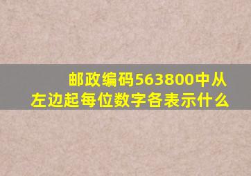 邮政编码563800中从左边起每位数字各表示什么