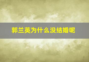 郭兰英为什么没结婚呢