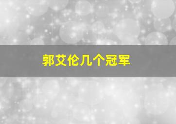 郭艾伦几个冠军