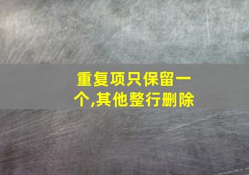 重复项只保留一个,其他整行删除