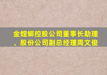 金螳螂控股公司董事长助理、股份公司副总经理周文俊