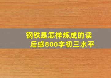 钢铁是怎样炼成的读后感800字初三水平