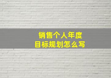 销售个人年度目标规划怎么写