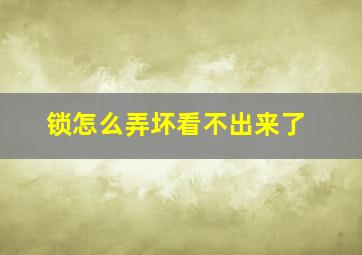 锁怎么弄坏看不出来了