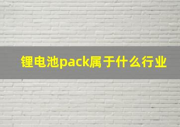 锂电池pack属于什么行业