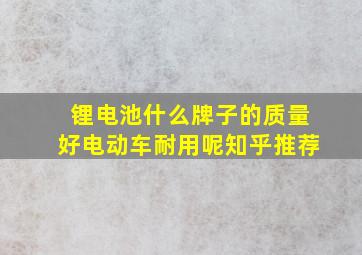 锂电池什么牌子的质量好电动车耐用呢知乎推荐