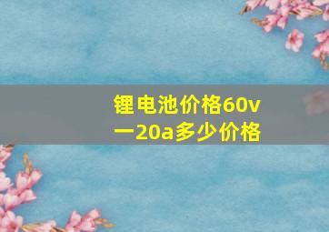 锂电池价格60v一20a多少价格