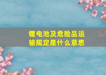 锂电池及危险品运输规定是什么意思