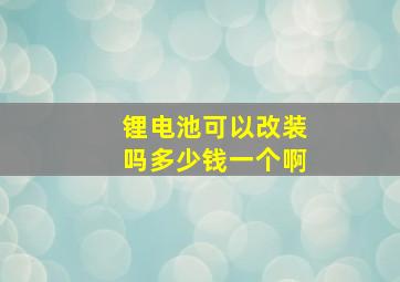 锂电池可以改装吗多少钱一个啊