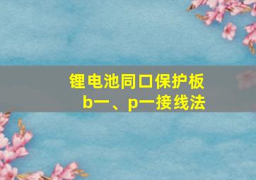 锂电池同口保护板b一、p一接线法