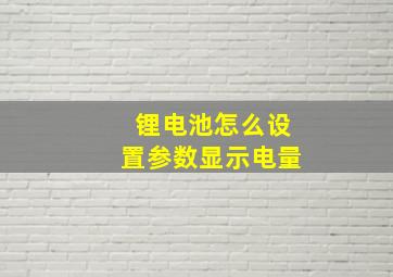 锂电池怎么设置参数显示电量