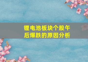 锂电池板块个股午后爆跌的原因分析