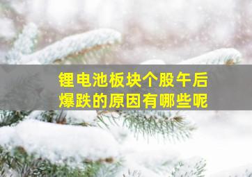 锂电池板块个股午后爆跌的原因有哪些呢