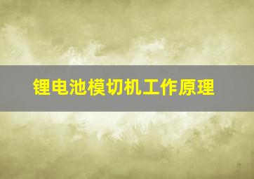 锂电池模切机工作原理