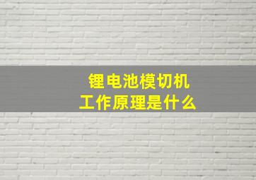 锂电池模切机工作原理是什么