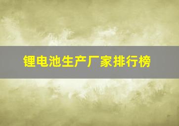 锂电池生产厂家排行榜