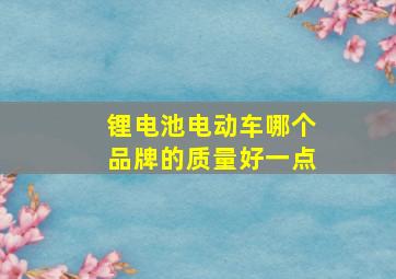 锂电池电动车哪个品牌的质量好一点