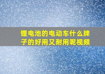 锂电池的电动车什么牌子的好用又耐用呢视频