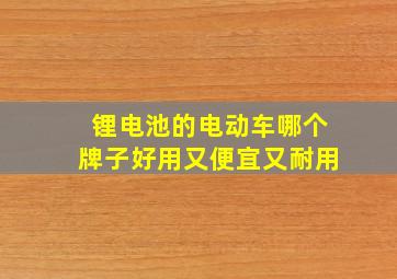 锂电池的电动车哪个牌子好用又便宜又耐用