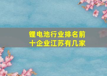 锂电池行业排名前十企业江苏有几家