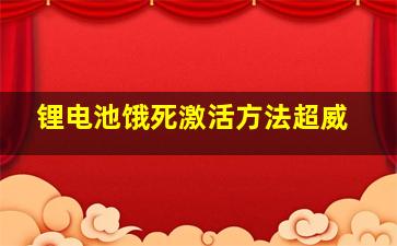 锂电池饿死激活方法超威