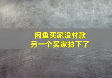 闲鱼买家没付款另一个买家拍下了