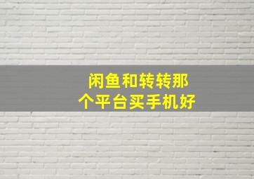 闲鱼和转转那个平台买手机好