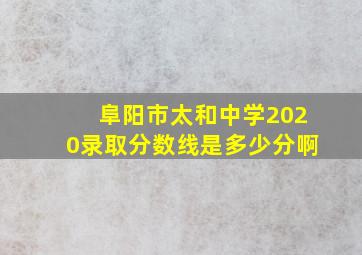 阜阳市太和中学2020录取分数线是多少分啊