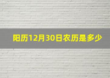 阳历12月30日农历是多少