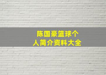 陈国豪篮球个人简介资料大全