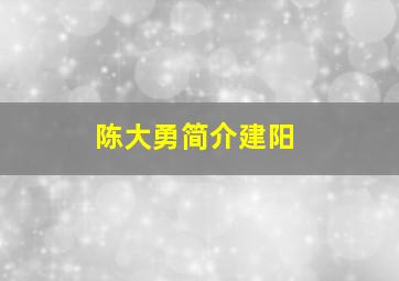 陈大勇简介建阳