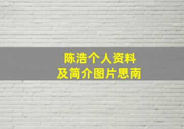 陈浩个人资料及简介图片思南