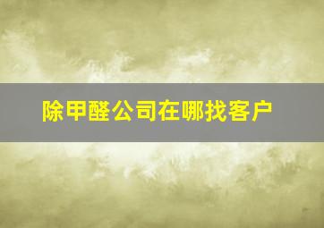 除甲醛公司在哪找客户