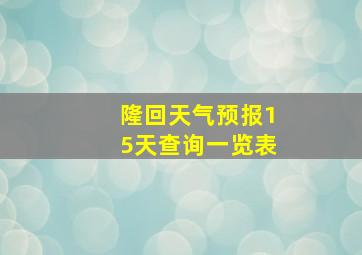 隆回天气预报15天查询一览表