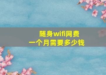 随身wifi网费一个月需要多少钱