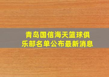 青岛国信海天篮球俱乐部名单公布最新消息