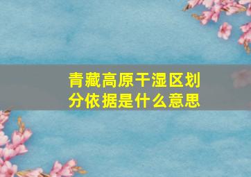 青藏高原干湿区划分依据是什么意思