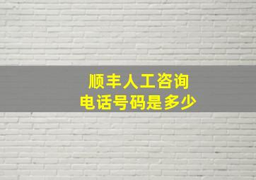 顺丰人工咨询电话号码是多少