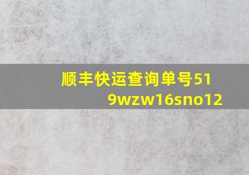 顺丰快运查询单号519wzw16sno12