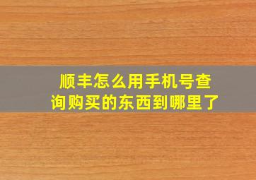 顺丰怎么用手机号查询购买的东西到哪里了