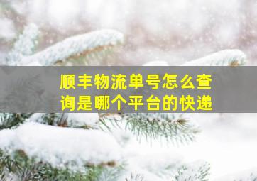 顺丰物流单号怎么查询是哪个平台的快递