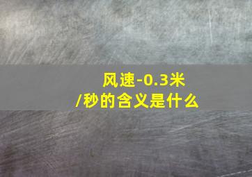 风速-0.3米/秒的含义是什么