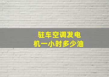 驻车空调发电机一小时多少油