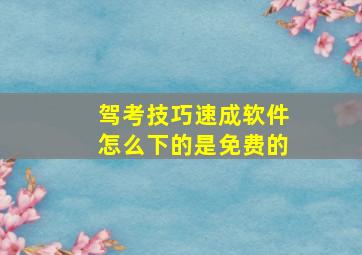 驾考技巧速成软件怎么下的是免费的