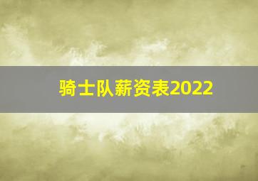 骑士队薪资表2022