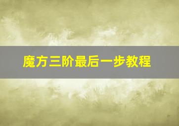 魔方三阶最后一步教程