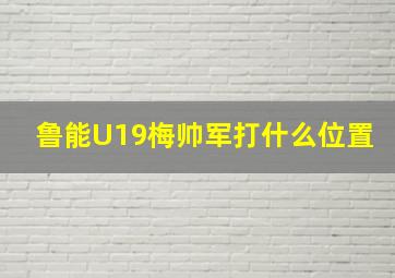 鲁能U19梅帅军打什么位置