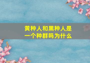 黄种人和黑种人是一个种群吗为什么